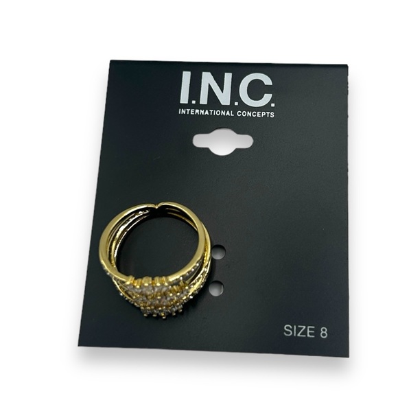New INC INTERNATIONAL CONCEPTS Gold-Tone Crystal Stack Ring for Macy's Size 8 - Picture 4 of 11